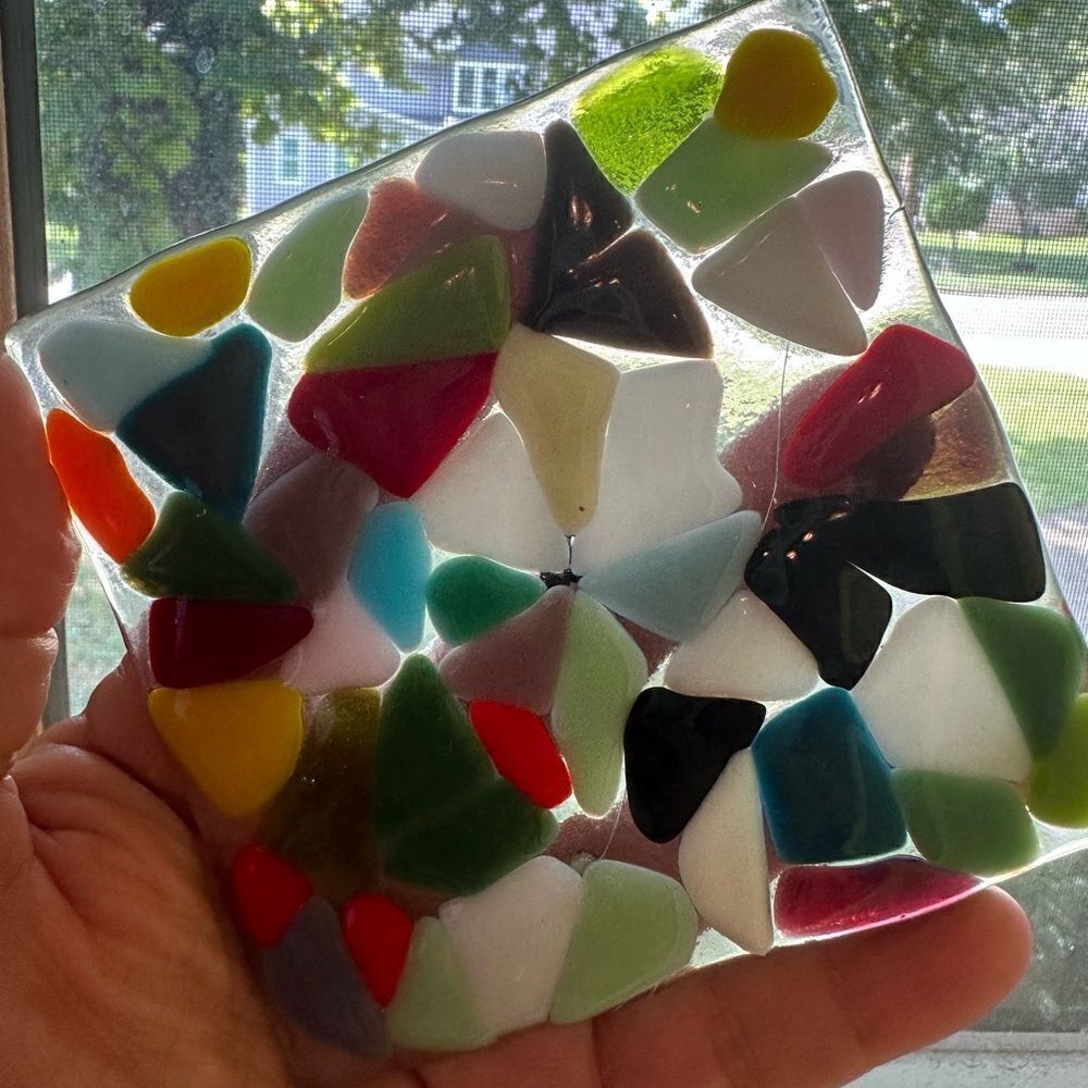Art Coaster Hand Crafted Fused Glass Colorful OOAK